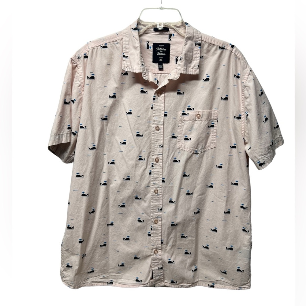 Artistry In Motion Whale Button Down Shirt cotton light pink size XL
